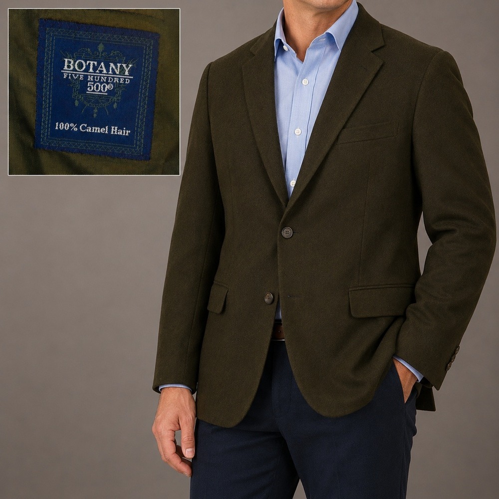 Botany Green Solid Camel Hair Blazer Mens 50 Regular Sport Coat Professional
